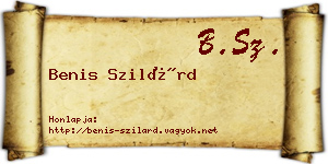 Benis Szilárd névjegykártya