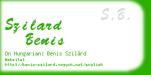 szilard benis business card